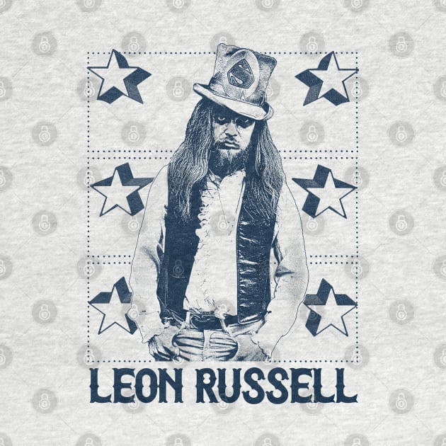 Leon Russell / Retro Vintage Faded Look Fan Art Design by DankFutura